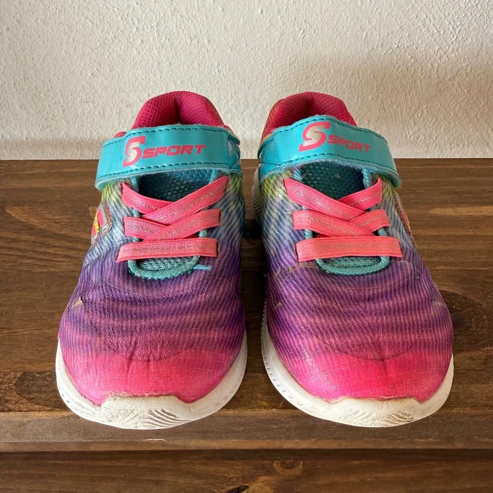 Lot of 2 Kids Sneakers Size 11 New Balance 530 & Skechers Sport Rainbow Shoes